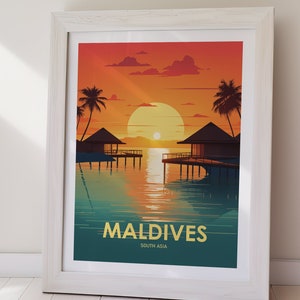 Póster IMPRIMIBLE DE MALDIVAS, Asia del Sur, Arte de viaje, Impresión de póster, Arte digital, Arte de pared, Decoración del hogar, Regalo de vacaciones, Regalo para ella, Regalo para él