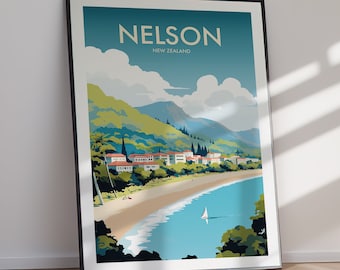 Affiche imprimable NELSON, NOUVELLE-ZÉLANDE, impression d'art, art mural, téléchargement immédiat, décoration d'intérieur, cadeau, cadeau, cadeau pour elle, cadeau pour lui