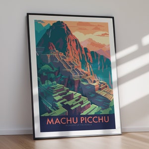 Machu PICCHU Peru Travel Poster Wall Art Digital Download Printable Inca Ruins Artwork Landmark Decor For Modern Home Or Living Room