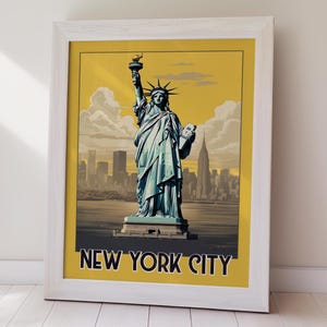 Póster vintage de la CIUDAD DE NUEVA YORK, impresión clásica de la ciudad, arte de pared, arte imprimible, póster de viaje, regalo para ella, regalo para él