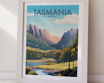 Tasmania Travel Poster Australia Landscape Art (Digital Download)