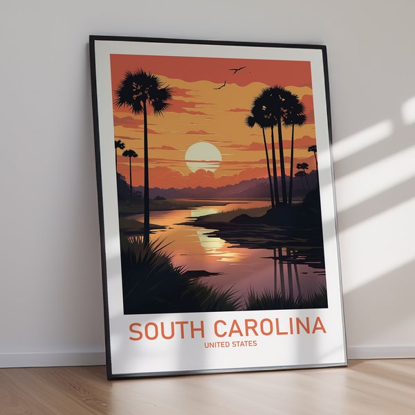 South Carolina PRINTABLE Poster, US State, Travel Print, Art Print, Home Decor, Instant Download, Gift For Her, Gift For Him