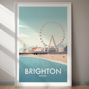 Reisposter Brighton, direct downloadbaar afdrukbaar, hoge resolutie, eenvoudig afdrukken, wanddecoratie, kunst voor thuis, cadeaus voor haar, cadeaus voor hem