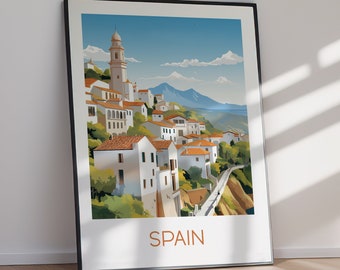 Spain DIGITAL DOWNLOAD Travel Poster Mediterranean Coast Art Print Printable Wall Art