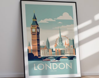 Póster de viaje de Londres, lámina minimalista de la ciudad, arte de Inglaterra, decoración de pared moderna