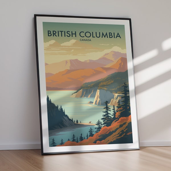 BRITISH COLUMBIA Printable Downloadable Poster, CANADA, Instant Download, Wall Art Gift, Home Decor, Gift For Her, Gift For Him