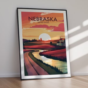 NEBRASKA Cartaz de viagem para impressão, EUA, Impressão de viagem, Arte para impressão, Impressão de arte, Decoração para casa, Download instantâneo, Presente para ela, Presente para ele