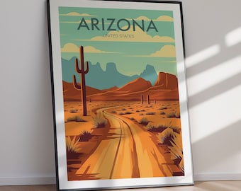 ARIZONA Desert Landscape Print | Modern Southwest Travel Wall Art (Digital Download)