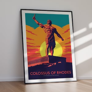 Koloss von Rhodos druckbares Poster, Rhodos, Griechenland, Reisedruck, Reiseplakat, Kunst, Geschenk, Geschenk für sie, Geschenk für ihn