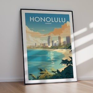 HONOLULU druckbare Poster | Digitaler Download Wandkunst für Reiseliebhaber, Geschenk für Sie und Ihn, perfektes Urlaubsdekor