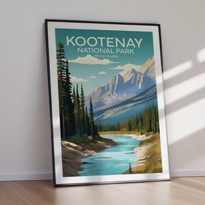 KOOTENAY, Traditional National Park Poster, Canada, Wall Art, Poster Print, Travel, Print, Travel Poster, Gift, Gift For Her, Gift For Him