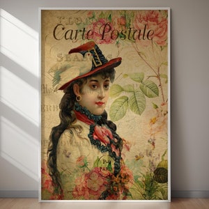 Carte Postale White Dove Vintage Poster, PRINTABLE Wall Art Digital DOWNLOAD, Various Sizes, Holiday Gift, Retro Wall Decor