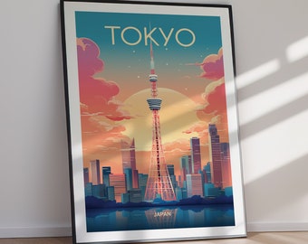 Tokyo Cityscape Print Japan Travel Poster Home Decor DIGITAL DOWNLOAD Printable Wall Art