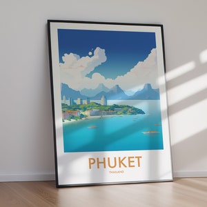 PHUKET TRAVEL POSTER vintage wall art printable beach print digital download Phuket decor retro travel poster modern home printable art
