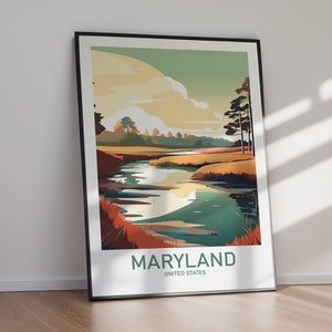 Pôster imprimível MARYLAND, arte de viagem, impressão de pôster, arte digital, arte de parede, decoração para casa, presente de feriado, presente para ela, presente para ele