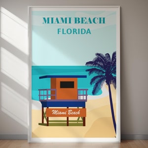 MIAMI BEACH Florida Vintage Poster | Retro Art Instant Download, Home Decor & Holiday Gift for Her or Him