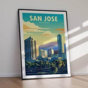 Afdrukbare SAN JOSE-poster – Instant digitale download, moderne kunst aan de muur California City voor een moeiteloos en stijlvol decor voor thuis of op kantoor