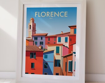 Florenz Italien Reise Poster Bunte Stadtbild Kunst (Digital Download) Printable Home Decor