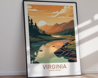 Virginia Printable Poster, United States, Travel Art, Digital Art, Wall Art, Instant Download, Home Decor, Gift For Her, Gift For Him