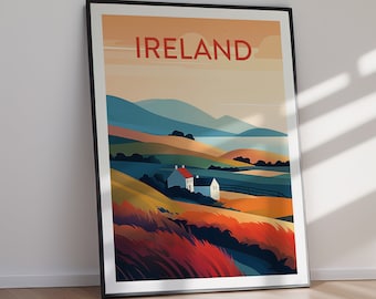 Ireland DIGITAL DOWNLOAD Landscape Travel Poster Irish Art Print