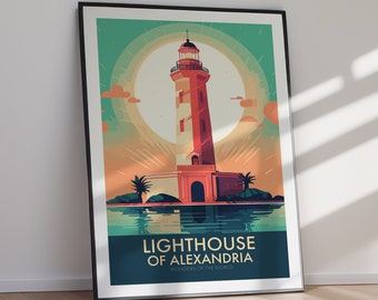 Lighthouse of Alexandria Print Egypt Travel Poster (Digital Download) Printable Home Decor