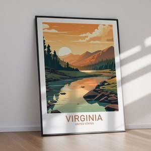 Affiche imprimable Virginie, États-Unis, oeuvres d'art, art numérique, art mural, téléchargement immédiat, décoration d'intérieur, cadeau pour elle, cadeau pour lui