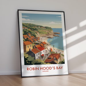 ROBIN HOOD&#39;S Bay Printable Travel Poster, UK, Wall Art, Home Decor, Digital Art, Printable Poster, Gift For Her, Gift For Him, Art Lovers
