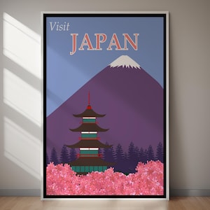 VISIT JAPAN Vintage Art, Retro Print, Japan, Instant Digital Downloads, Wall Art, Home Decor, Travel Art, Gift For Her, Gift For Him