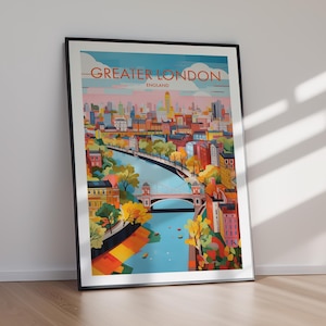 GREATER LONDON Printable Poster For Travelers, DIGITAL Download, Instant Home Decor, Printable Wall Art, High Resolution Files, Home Gift