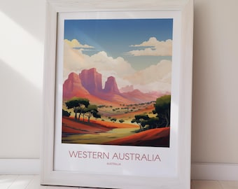 Poster di viaggio dell'Australia Occidentale, stampa artistica di paesaggio per la decorazione della casa, download digitale, stampa artistica da parete