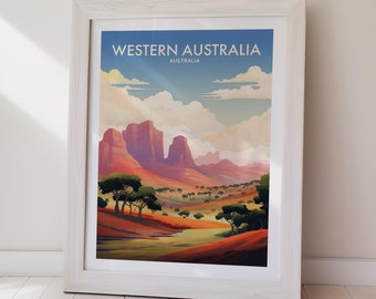 Poster di viaggio dell'Australia Occidentale, stampa artistica di paesaggio, download digitale, stampa artistica da parete
