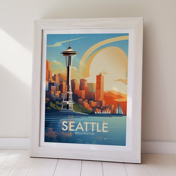 PRINTABLE SEATTLE Poster, Travel Art, Poster Print, Art, Gift, Wall Art, Home Decor, Gift, Print, Wall Art, Gift For Her, Gift For Him