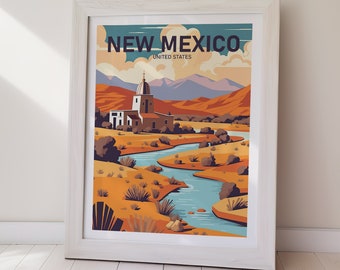 New Mexico PRINTABLE Poster, Travel Print, Digital Art, Instant Download, Gift, Home Decor, Holiday Gift, Gift For Her, Gift For Him