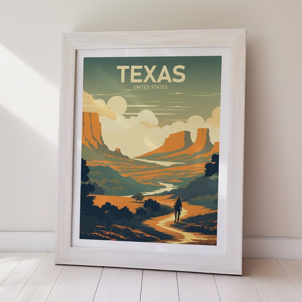 TEXAS Printable Travel Poster, Poster Print, Digital Art, Wall Art, Instant Download, Home Decor, Gift For Her, Gift For Him