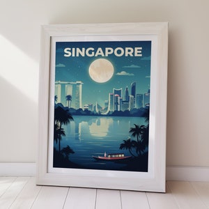 Pôster para impressão de CINGAPURA, Sudeste Asiático, download digital, decoração de casa, arte de parede, arte digital, impressões de pôsteres, presente para ela, presente para ele