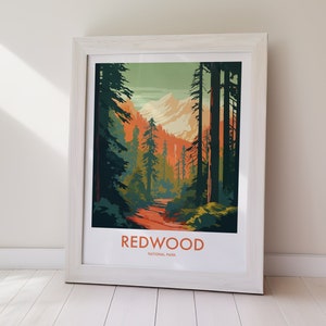 Redwood NATIONAL PARK Printable Poster DIGITAL Download Scenic Forest Landscape Wall Art Nature Travel Artwork For Living Room Bedroom Decor