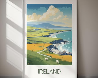 Ireland DIGITAL DOWNLOAD Landscape Travel Poster Printable Wall Art Irish Coastal Artwork