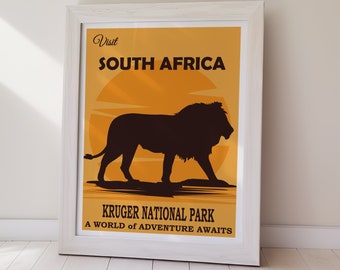 South Africa Travel Poster Kruger National Park Print (Digital Download) Printable Wall Art