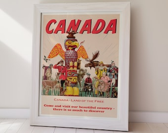 Canada Travel Poster Vintage Style Wall Art (Digital Download) Printable Home Decor