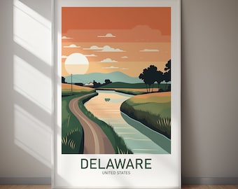 Delaware reisposter kustlandschapskunst (digitale download) Afdrukbare woondecoratie