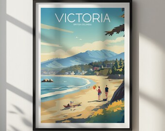 VICTORIA Travel Poster, Canada, Poster Print, Travel, Print, Travel Poster, Gift, Wall Art, Hiking, Holiday, Gift For Her, Gift For Him