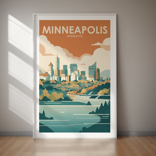 MINNEAPOLIS Poster, Minnesota, Travel Poster, Digital Art, Digital Download, Hiking, Wanderlust, Wall Art, Gift For Her, Gift For Him, Decor