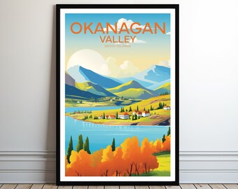 Poster della VALLE di OKANAGAN, arte della parete, stampa di poster, viaggi, escursionismo, decorazioni per la casa, stampa, arte, poster di viaggio, regalo, regalo per lei, regalo per lui