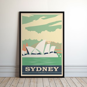 Sydney druckbare Poster - Vintage Wandkunst, digitaler Download, Retro Stadt Dekor, Australien Reise, Dekoration, Sofort Download