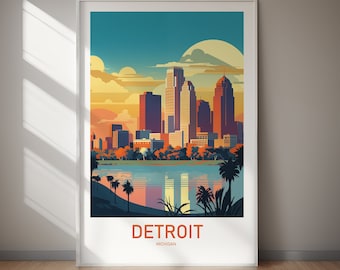 DETROIT Printable Poster, Travel Print, Wall Decor, Digital Art, Digital Download, Wanderlust, Holiday Gift, Gift For Her, Gift For Him