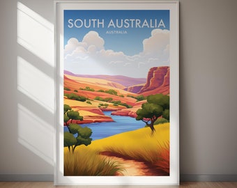 Poster di viaggio dell'Australia Meridionale, paesaggio costiero, download digitale, stampabile, decorazione murale.