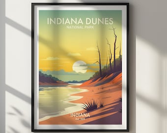 Park Narodowy Indiana Dunes POBIERZ CYFROWO Plakat Retro Travel Art