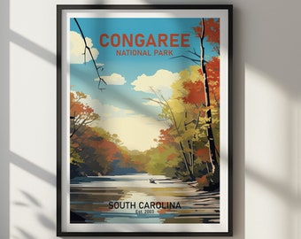 Congaree National Park DIGITAL DOWNLOAD Art Print South Carolina Travel Poster