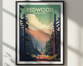 Redwood National Park DIGITAL DOWNLOAD Poster California Forest Art Printable Wall Art