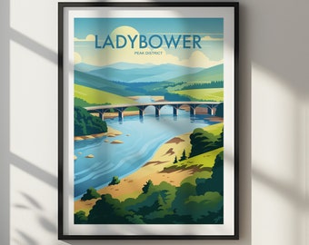 LADYBOWER Printable Poster, Peak District, UK, Travel Print, Art Print, Wall Art, Home Decor, Download, Gift For Her, Gift For Him